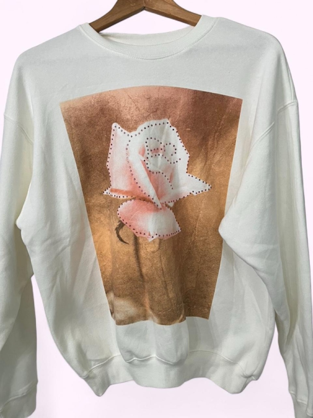 Macy’s Greyson Threads White Sweatshirt with Pink Rose Graphic, XS